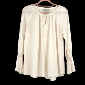 LOFT Cream Color Peasant Top Embellished Eyelet XS  Angelic Fairy Romantic
